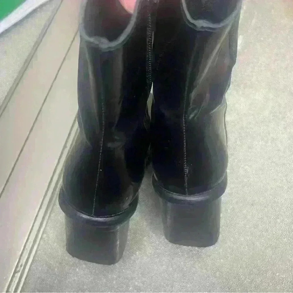 Free People 90s Black Patent Leather Square toe Ankle Boot Retro US 9 - Picture 6 of 11